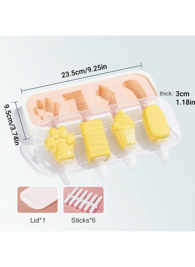 ChicAbode 2Pcs Popsicles Molds, Mini Popsicle Molds for Kids Baby, Cute Shapes Silicone Popsicle Molds, Ice Pop Mold, BPA Free Reusable Ice Cream Mold, Popsicle Maker, Homemade DIY Set, Blue Pink - Image 2